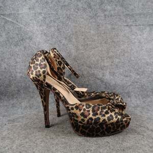 Privileged Shoes Womens 7.5 High Heel Pumps Stiletto Peep Toe Animal Print